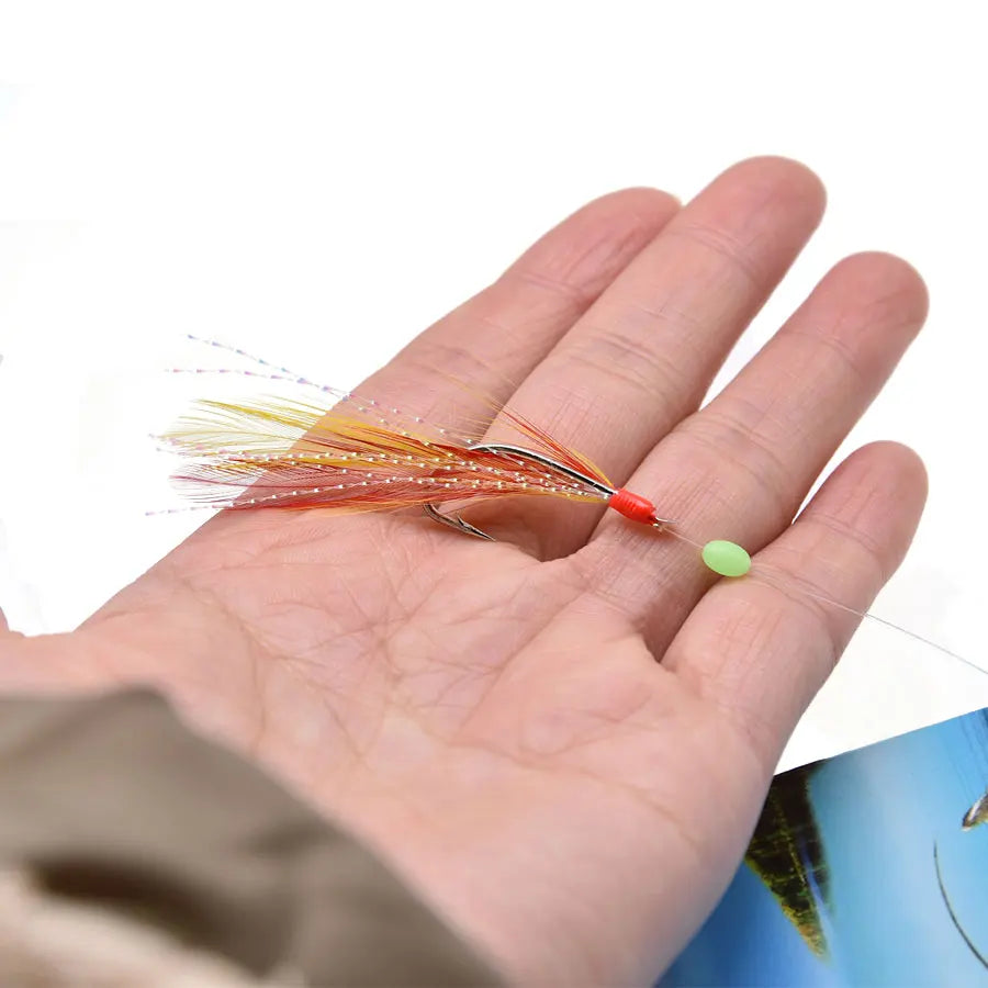 10packs fishing feather hooks