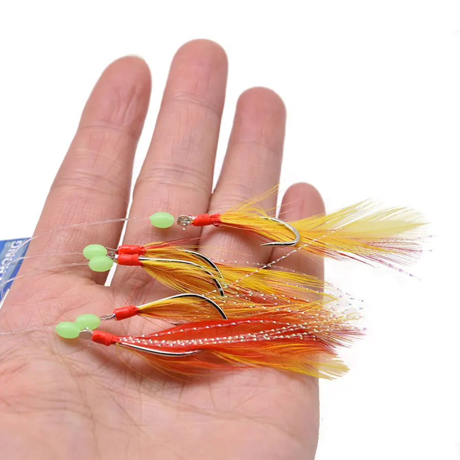 10packs fishing feather hooks