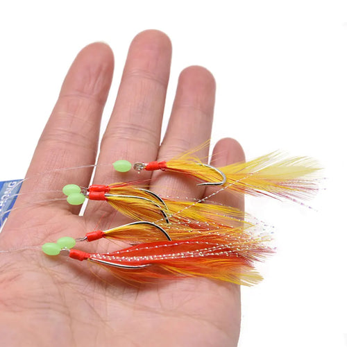 10packs fishing feather hooks