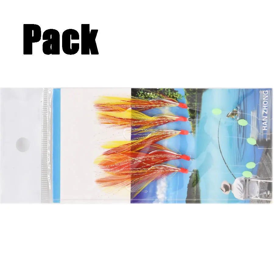 10packs fishing feather hooks