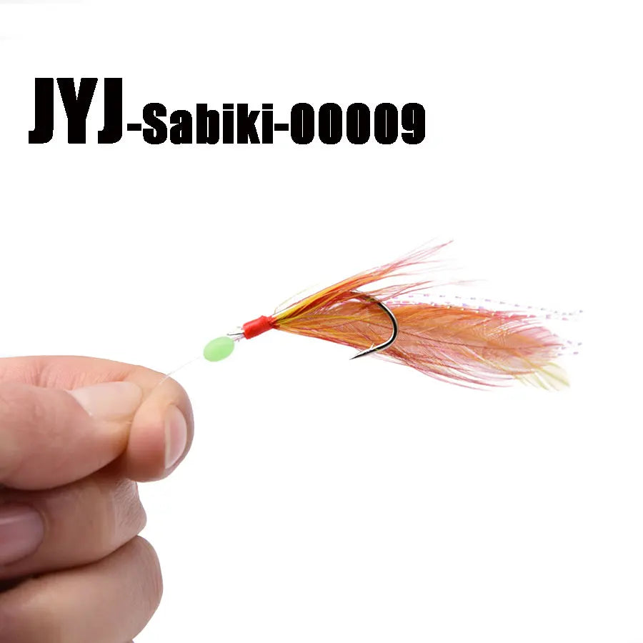 10packs fishing feather hooks