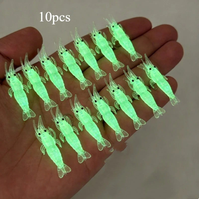 10pcs Glowing Soft Shrimp Lure with Hook