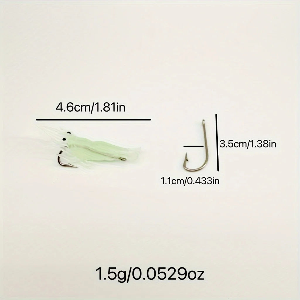 10pcs Glowing Soft Shrimp Lure with Hook