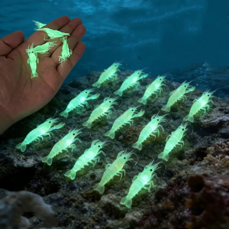 10pcs Glowing Soft Shrimp Lure with Hook