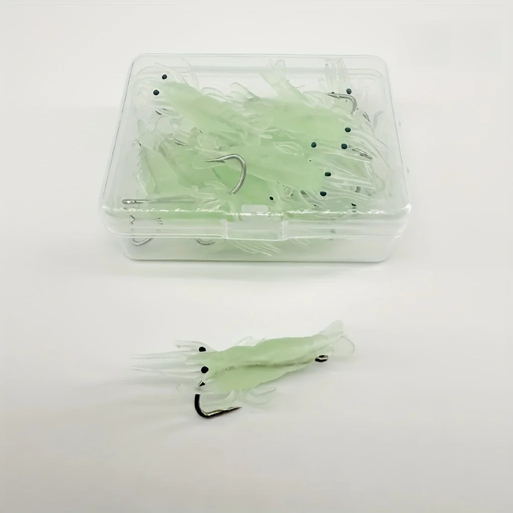 10pcs Glowing Soft Shrimp Lure with Hook