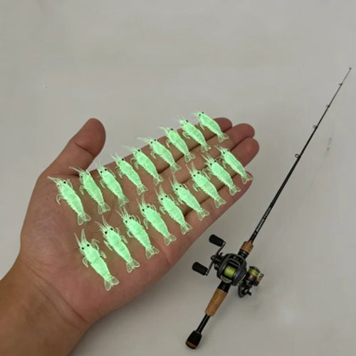10pcs Glowing Soft Shrimp Lure with Hook