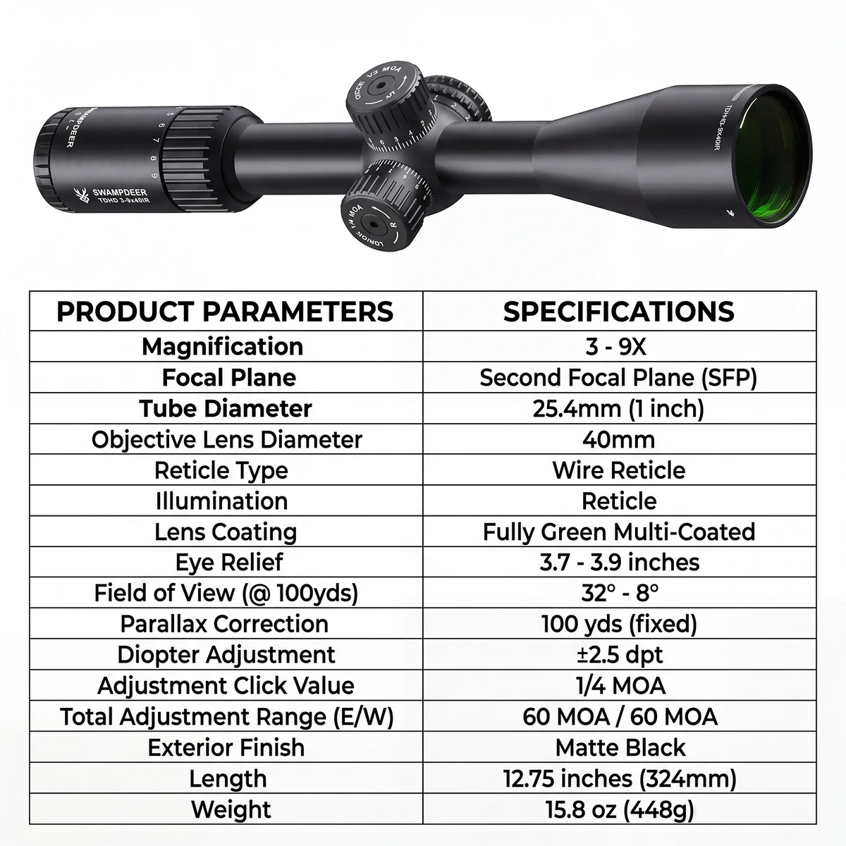 High Definition Riflescope With Illuminated Telescopic Sight